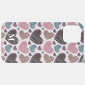 Modern krabbelharten monogram op maat Case-Mate iPhone case (Achterkant (horizontaal))