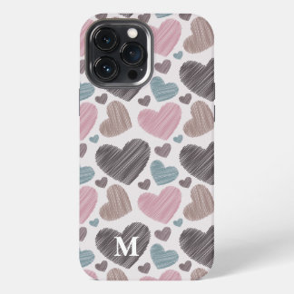 Modern krabbelharten monogram op maat iPhone 13 pro max hoesje