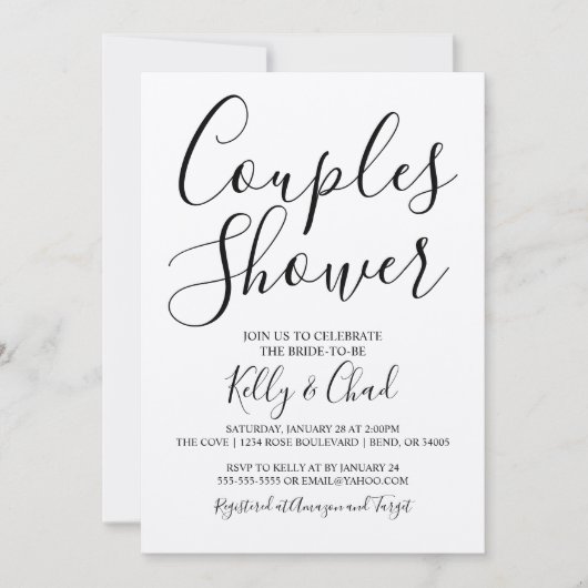 Modern Kraft Couples Shower Invitation Kaart (Voorkant)