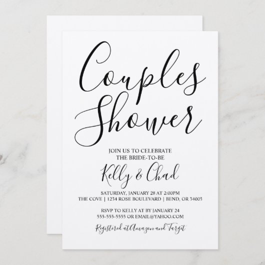 Modern Kraft Couples Shower Invitation Kaart (Voorkant / Achterkant)