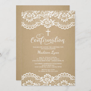 Modern Kraft  Lace Bevestiging Uitnodiging