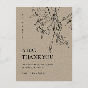 MODERN KRAFT LINE DRAAIEN FLORAL WEDDING DANK U AANKONDIGINGSKAART