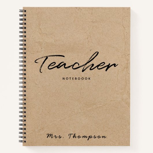 Modern Kraft Minimalist Script Teacher Gift Notitieboek (Voorkant)