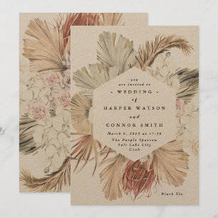Modern Kraft Pampas Grass Floral Tropical Oerwoud Kaart