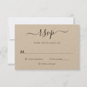Modern Kraft Paper Wedding RSVP Kaartje