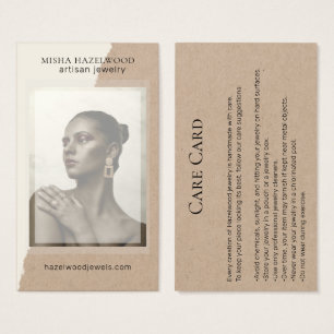 Modern Kraft Photo Jewelry Care Card Visitekaartje