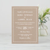 Modern Kraft simpele Typography Wedding Kaart (Staand voorkant)