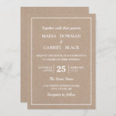 Modern Kraft simpele Typography Wedding Kaart (Voorkant / Achterkant)