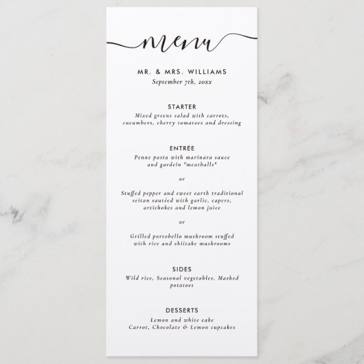 Modern Kraft Wedding Menu (Voorkant)