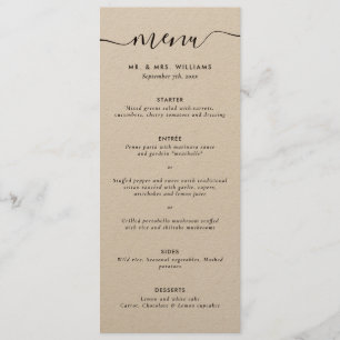 Modern Kraft Wedding Menu