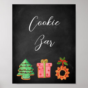 Modern Krijtbord Kerst Koek Bar Bord Poster