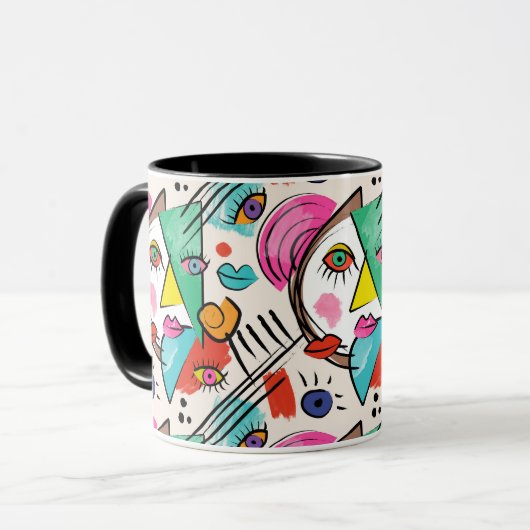 Modern kubisme Abstracte kunst Vrouw gezichten kun Mok (Voorkant links)