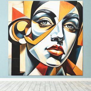 Modern kubisme Vrouw gezicht Picasso stijl Abstrac Canvas Afdruk