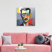 Modern kubistisch Man – kleurrijk Abstract portret Canvas Afdruk (Insitu (Woonkamer))
