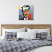 Modern kubistisch Man – kleurrijk Abstract portret Canvas Afdruk (Insitu (Slaapkamer))