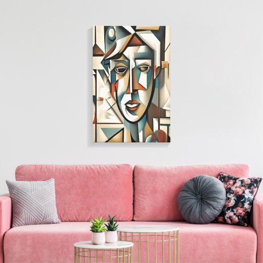 Modern kubistisch portret Abstract muurschildersdo Canvas Afdruk (Insitu (Woonkamer))