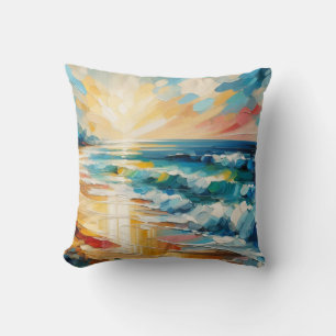 Modern Kunst Strand Zonsondergang Design Kussen