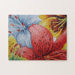 modern kunstschilderij van kleurrijke liembloemen legpuzzel