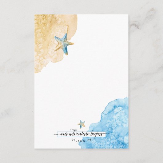 Modern Kuststrand Zee en Sand Beach Bruiloft Detai Informatiekaartje (Achterkant)