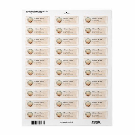 Modern Kustzeeschelp Zand Etiket (Full Sheet)