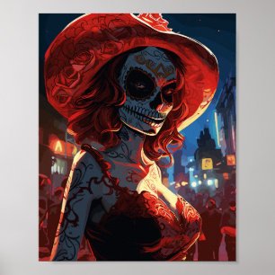 Modern La Calavera Catrina Poster