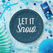 Modern laat het sneeuwblauw maken met sneeuwvlokke papieren bordje (Feest)