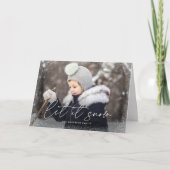 Modern Laat het Sneeuwscript Foto Feestdagen Kaart (Voorkant)