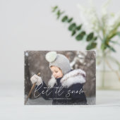 Modern Laat het sneeuwscript foto Feestdagenkaart (Staand voorkant)