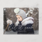 Modern Laat het sneeuwscript foto Feestdagenkaart (Voorkant)