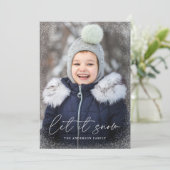 Modern Laat het sneeuwscript foto Feestdagenkaart (Staand voorkant)