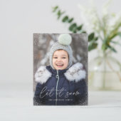 Modern Laat het Sneeuwscript Foto Feestdagenkaart (Staand voorkant)