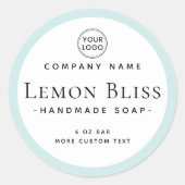 Modern label voor lichtaqua blue border product (Voorkant)