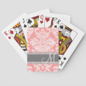 Modern Lace Damask Pattern - Coral and Grey Speelkaarten (Achterkant)
