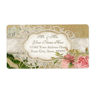 Modern  Lace Tea Sined Hydrangea n Rozen Etiket