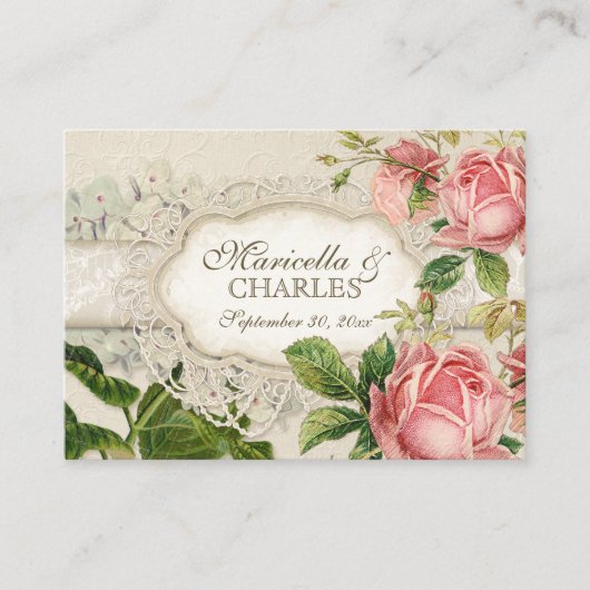 Modern Lace Tea Sined Hydrangea n Rozen Informatiekaartje (Voorkant)