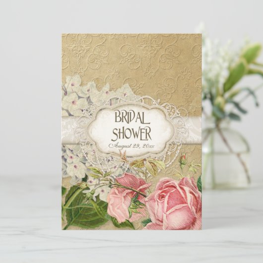 Modern  Lace Tea Sined Hydrangea n Rozen Kaart (Staand voorkant)