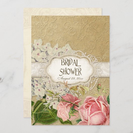 Modern  Lace Tea Sined Hydrangea n Rozen Kaart (Voorkant / Achterkant)