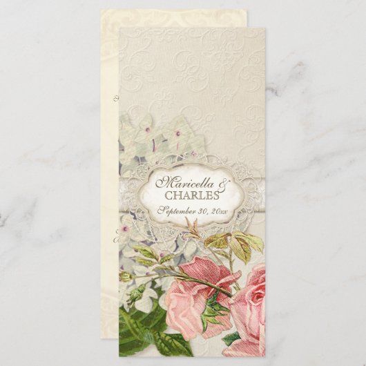 Modern Lace Tea Sined Hydrangea n Rozen Menu (Voorkant / Achterkant)