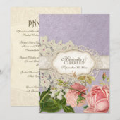 Modern  Lace Tea Sined Hydrangea n Rozen Menu (Voorkant / Achterkant)
