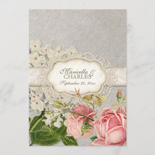 Modern Lace Tea Sined Hydrangea n Rozen Menu (Voorkant)