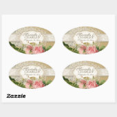 Modern Lace Tea Sined Hydrangea n Rozen Ovale Sticker (Vel)