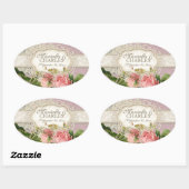 Modern  Lace Tea Sined Hydrangea n Rozen Ovale Sticker (Vel)