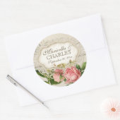 Modern  Lace Tea Sined Hydrangea n Rozen Ronde Sticker (Envelop)