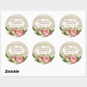 Modern  Lace Tea Sined Hydrangea n Rozen Ronde Sticker (Vel)
