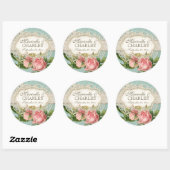 Modern  Lace Tea Sined Hydrangea n Rozen Ronde Sticker (Vel)
