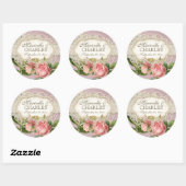 Modern  Lace Tea Sined Hydrangea n Rozen Ronde Sticker (Vel)