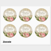 Modern  Lace Tea Sined Hydrangea n Rozen Ronde Sticker (Vel)