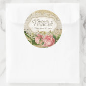 Modern  Lace Tea Sined Hydrangea n Rozen Ronde Sticker (Tas)