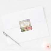 Modern Lace Tea Sined Hydrangea n Rozen Vierkante Sticker (Envelop)