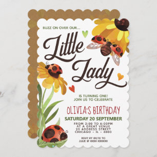 Modern Lady Bug Birthday Uitnodiging